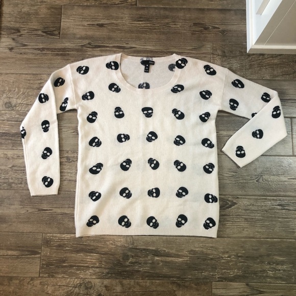 Aqua Sweaters - Aqua 100% Cashmere Skull Sweater